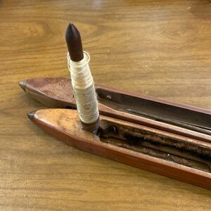 Vintage  Wooden Boat Shuttle Dark Wood Weaving Loom Tool 16" and 14” Set of 2